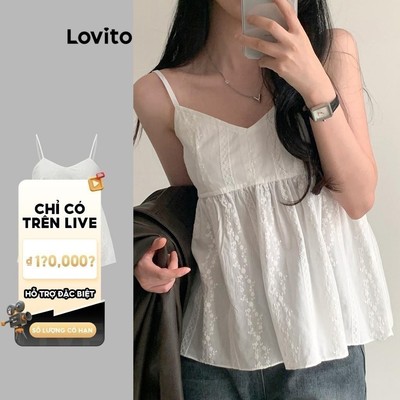 (Live Hosts' pick) Áo hai dây Lovito Kỳ nghỉ màu trơn phong cách dành cho nữ L89MD095