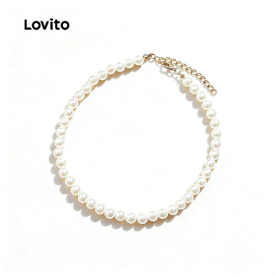 Lovito Dây Chuyền Choker Giả Ngọc Trai Thanh Lịch Kiểu Hàn Quốc L17M155