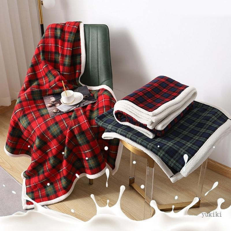 Kiki Giáng Sinh Kẻ Sọc Flannel Chăn Kẻ Sọc Vintage Ném Chăn Chất Liệu Polyester Chăn Mềm Cho Sofa Ch