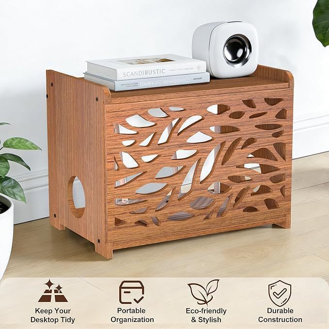 Hộp lưu trữ WiFi bằng gỗ Máy tính để bàn Hộp gỗ Cáp dữ liệu rỗng Hộp lưu trữ ẩn Hộp gỗ trang trí tre