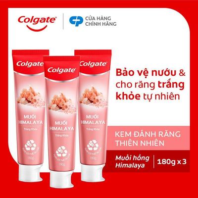Bộ 3 Kem đánh răng Colgate thiên nhiên từ muối hồng Himalaya cho răng sáng khỏe 180G