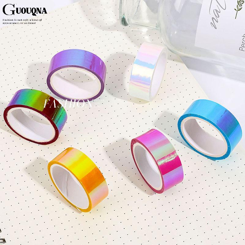 GUOUQNA 500cm Holographic RG Prismatic Glitter Tape Hoops Sti Rhythmic Gymnastics Ring Trang trí Thi