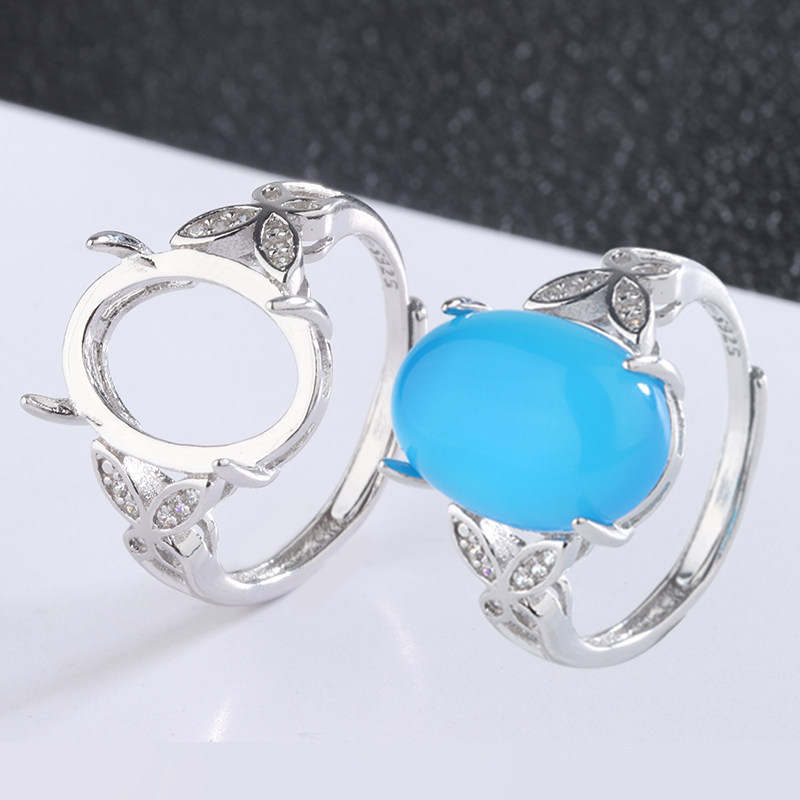 Bộ nhẫn nam nữ bạc Ruipeng 925, đế nhẫn thiết lập đá, thiết lập nhẫn bạc, thiết lập nhẫn hổ phách