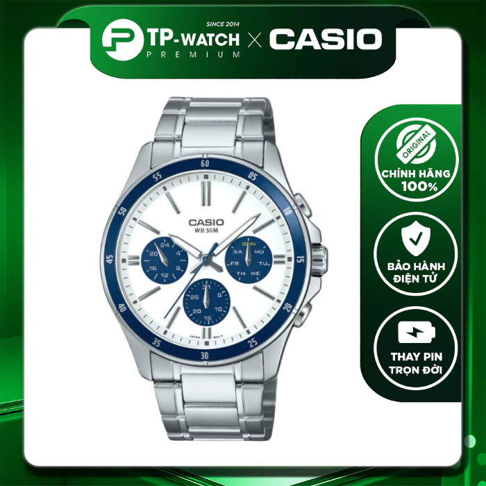 Đồng hồ nam dây thép Casio MTP-1374D-7A2VDF Size 43.5mm - Chống nước 50m | Casio nam MTP-1374D-7A2
