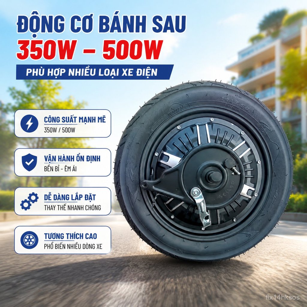 Mô tơ bánh xe điện 350W 500W chống nước bền bỉ thay thế, giao nhanh