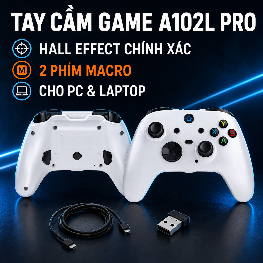 [HCM] Tay Cầm Chơi Game A102L Pro Có Dây Và S102 Bluetooth Không Dây, Hall Effect, 2 Macro Gamepad C