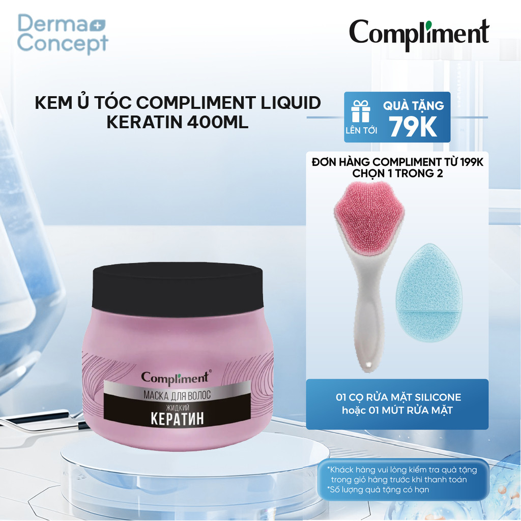 Kem ủ tóc Compliment Liquid Keratin nuôi dưỡng tóc bóng mượt, phục hồi, giảm gãy rụng 400ml