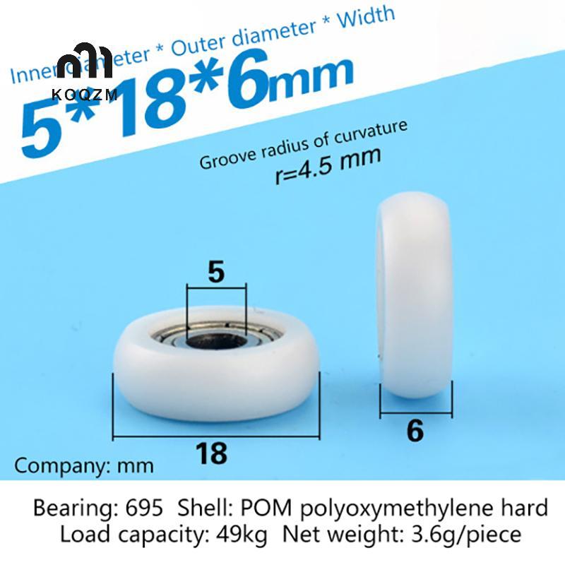 [KOQZM] 2 Chiếc 695ZZ 5x18x6mm POM Nylon Vòng Loại Con Lăn Bánh Xe POM Bọc 695ZZ Mang Ròng Rọc Bánh 