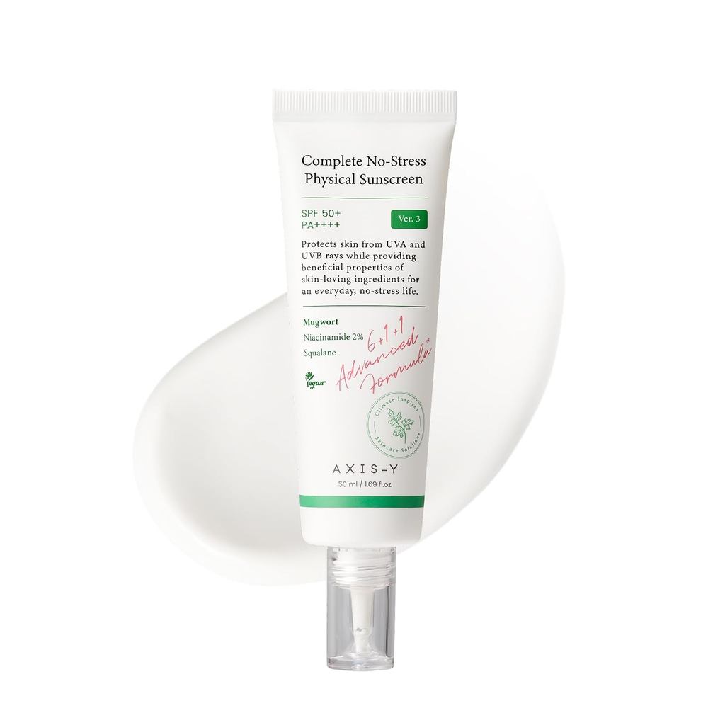 AXIS-Y Kem chống nắng vật lý hoàn chỉnh không căng thẳng V3 SPF 50 – Kem chống nắng mặt khoáng chất 