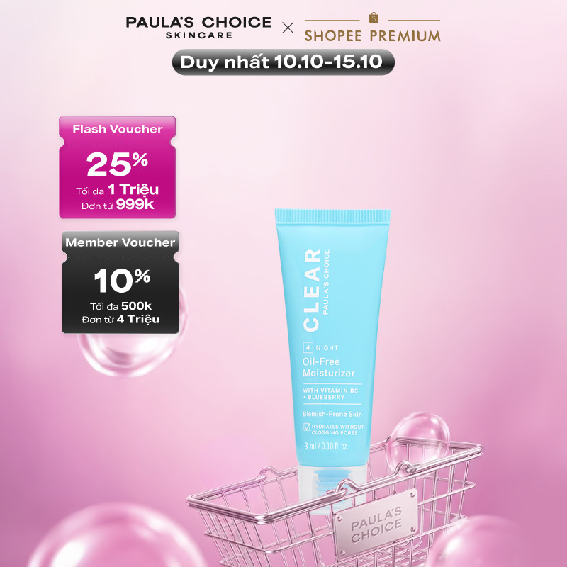 Kem dưỡng ẩm dịu nhẹ không chứa dầu dành cho da dầu Paula's Choice Clear Oil - Free Moisturizer - Deluxe 3ml 3802