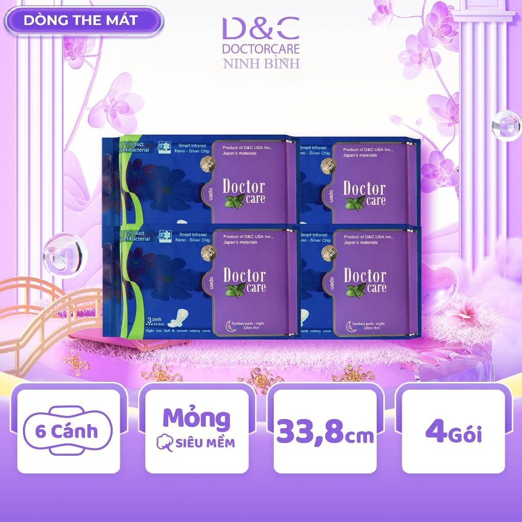 Combo 4 gói băng vệ sinh thảo dược siêu the mát D&C Doctor Care ban đêm