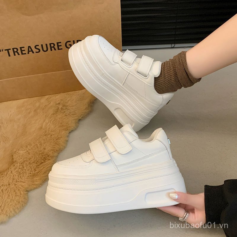 Tăng Chiều Cao Siêu Dày Đế Trắng Nữ 2025 Xuân Thu Phong Cách Mới Giày Cao Cấp Angola Đỏ Giày Thể Tha