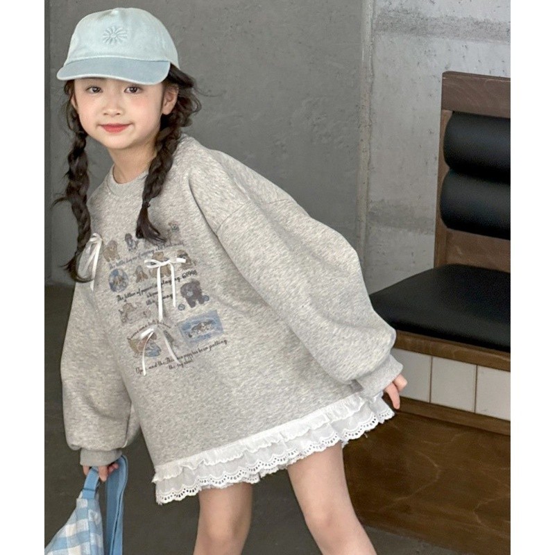 [Hàng có sẵn Vận chuyển nhanh] 110-160cm Áo thun nữ đại học Áo thun trẻ em cỡ trung chính hãng Hàn Q
