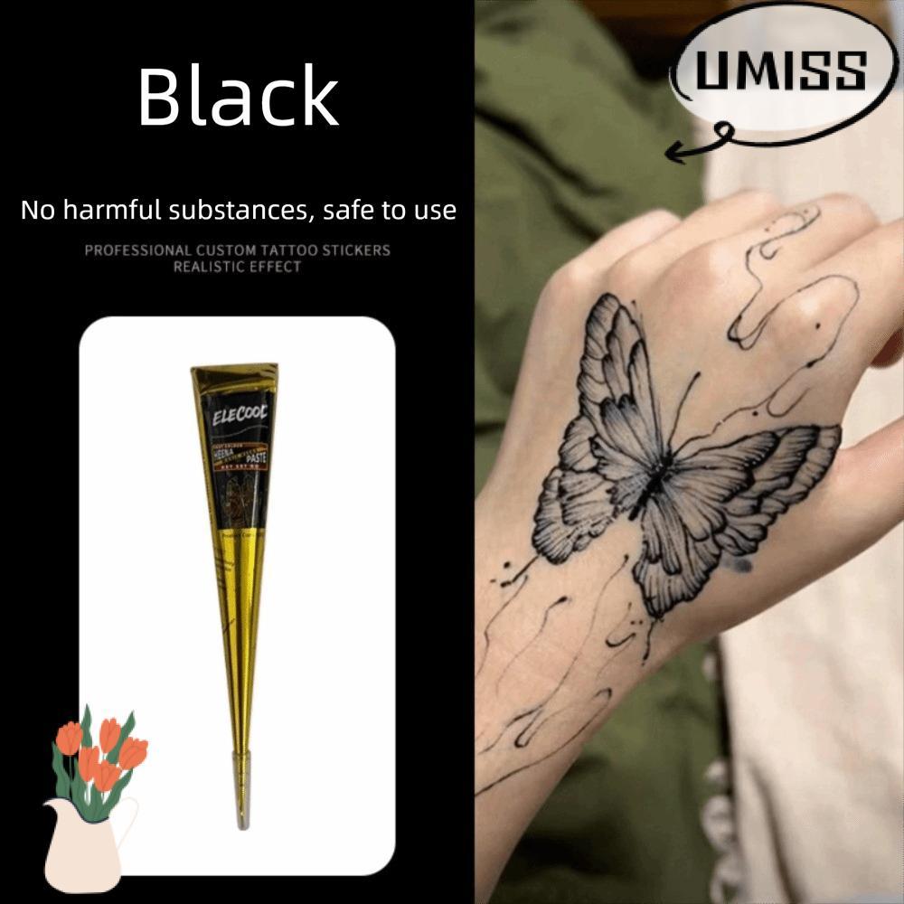 Kem xăm hình UMISS Henna, Màu nâu đen Dễ sử dụng Henna Paste Cone, Kem Henna tạm thời Bán vĩnh viễn 