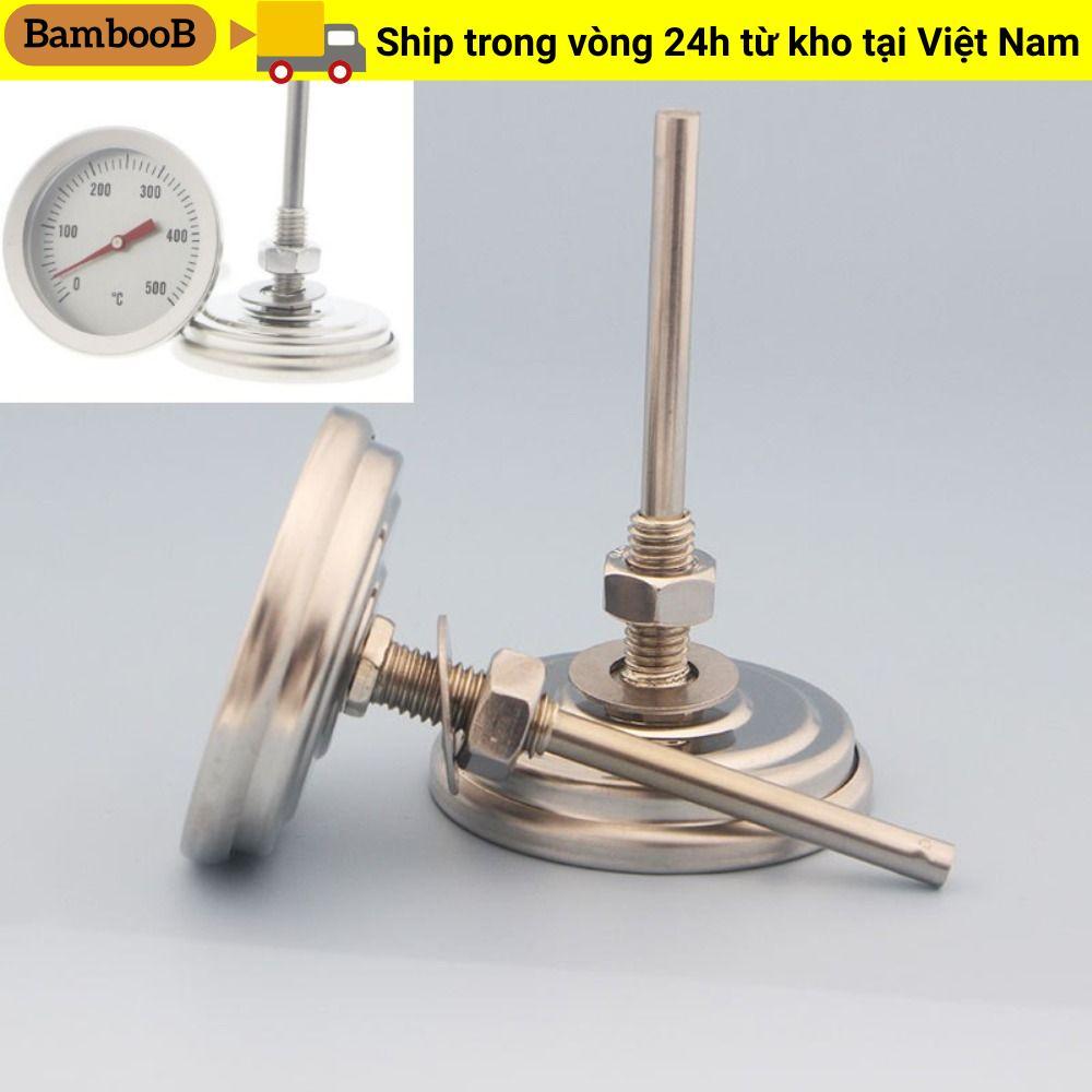 Nhiệt kế BBQ BAMBOOB Nướng thép không gỉ 0-500°C Đồng hồ đo nhiệt độ