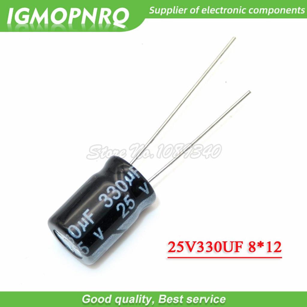 Bộ 50 25V330UF 8 * 12mm 330UF 25V 8 * 12 Tụ điện phân nhôm