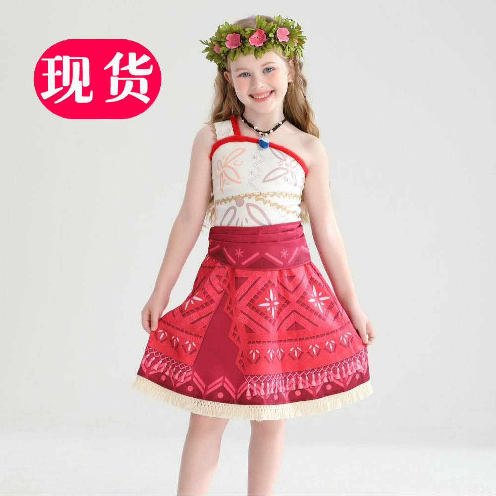 Trang phục Moana màu đỏ, váy bé gái, trang phục Moana