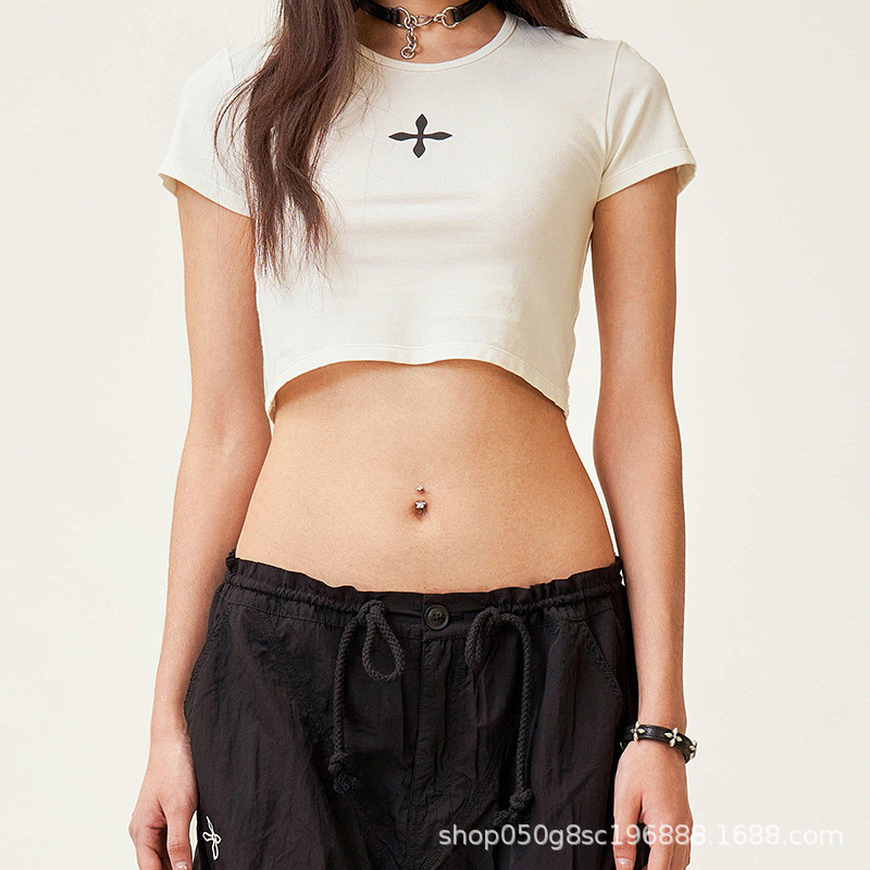SMFK Cross Classic Sports Tight Tee Summer round-neck sports casual five-color short style T Women's
