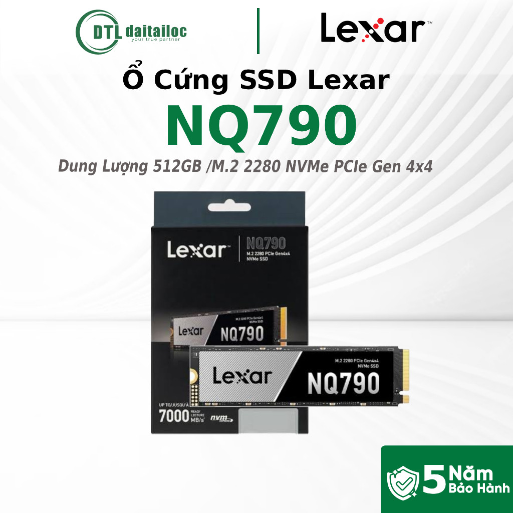 Ổ Cứng SSD Lexar NQ790 512GB M2 2280 NVMe PCIe Gen 4x4 (Đọc 7000MB/s Ghi 2900MB/s) | Chính Hãng | Bả