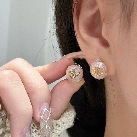 Chanel Đôi C Hồng Bông Tai Tròn Nữ Phong Cách Chanel Nhẹ Sang Trọng Bông Tai Ngọt Ngào Phong Cách Ch