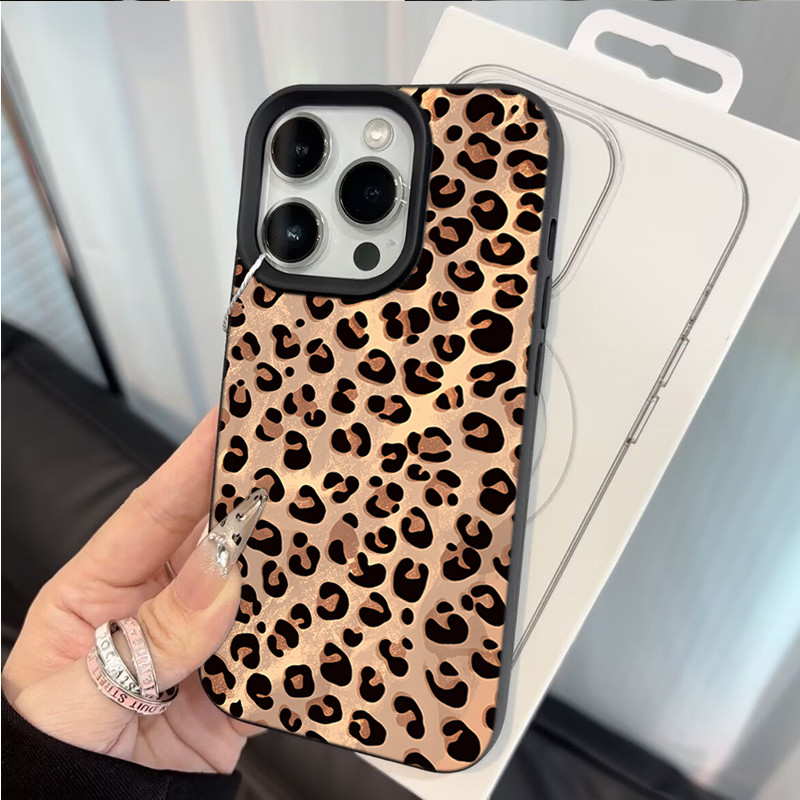 ỐpLưng Mô Hình Leopard Vàng Đen Sang Trọng Mô Hình Da Giả Vật Liệu IPhone 17 16 15 14 13 12 11 Pro M