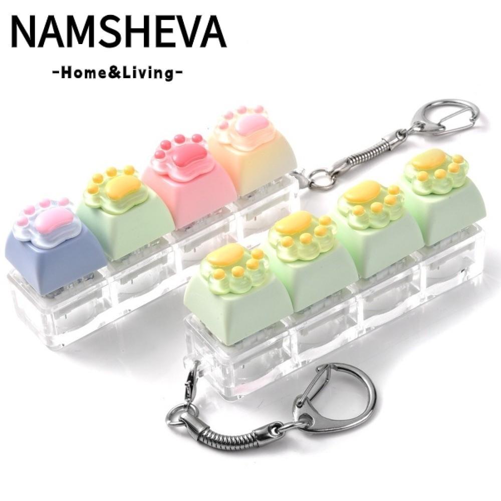 NAMSHEVA Fidget Móc Khóa, 4 Phím Thư Giãn Bàn Phím Mèo Fidget Đồ Chơi, Nút Clicky Giảm Lo Âu Fidget 