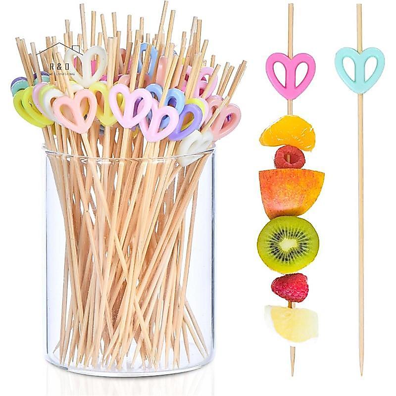 RO > 100 Chiếc Tre Trái Tim Cotail Skewer Pis Nhiều Màu Răng Cho Thịt Nướng Cưới Sna Đảng Mới