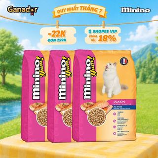 Combo 3 x Thức ăn hạt Minino Yum cho mèo vị Cá hồi 1.5kg