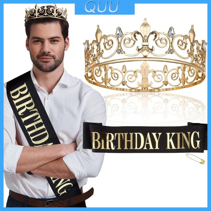 QUU Prom King Queen Sash Birthday King Crowns Set dành cho nam Đảng Cung cấp lễ kỷ niệm