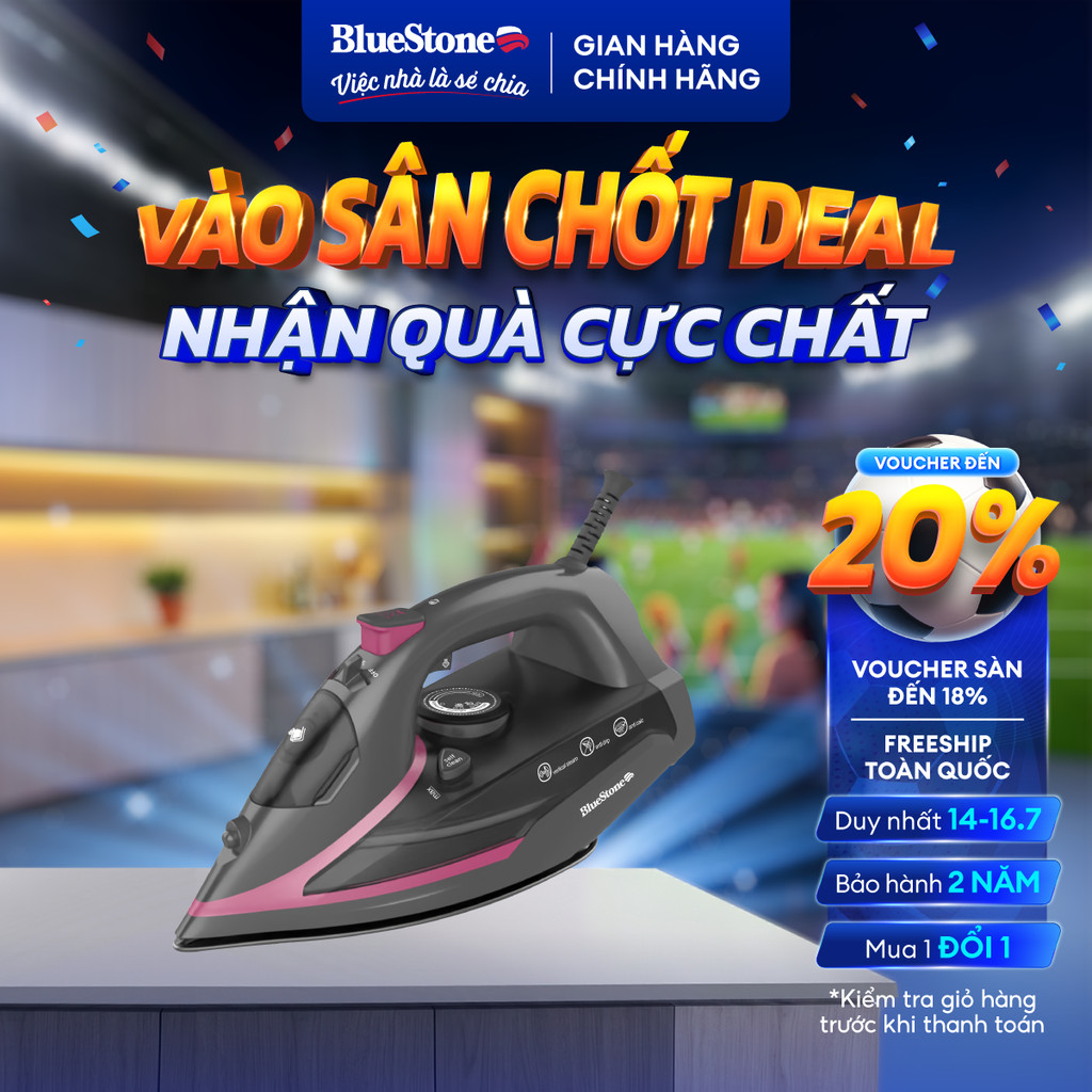 Bàn ủi hơi nước BlueStone SIB-3835 - Đen hồng, 2720W, Dung lượng 350ml