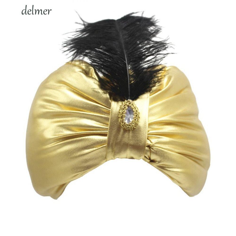 DELMER Ấn Độ Xếp Ly Mũ, Quấn Đầu Turban Xếp Ly Dân Tộc, Mũ Dân Tộc Mũ Ả Rập Trang Phục Hóa Trang Sul