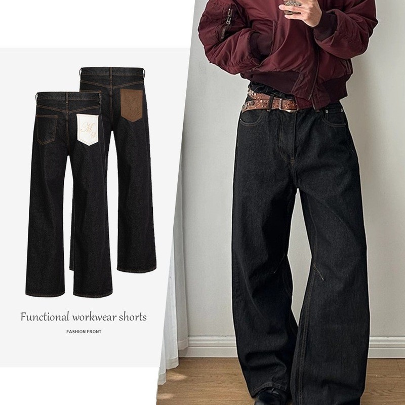 Mùa Xuân Thu Mỹ vintage Maomao Okayama Machete Jeans Nam Thiết Kế baggy Thẳng Hơi Nắp Quần