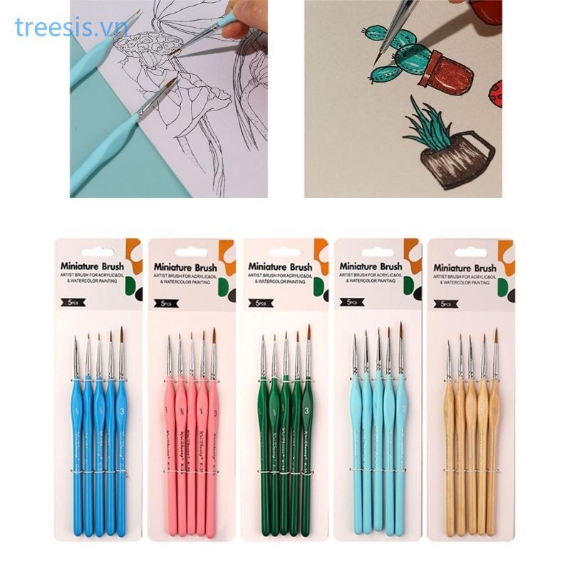 Cây 5 Miếng Chi Tiết Cọ Sơn 5 Kích Cỡ Thu Nhỏ Cọ Sơn Cho Tranh Acrylic Thu Nhỏ Màu Nước Dầu Paintin