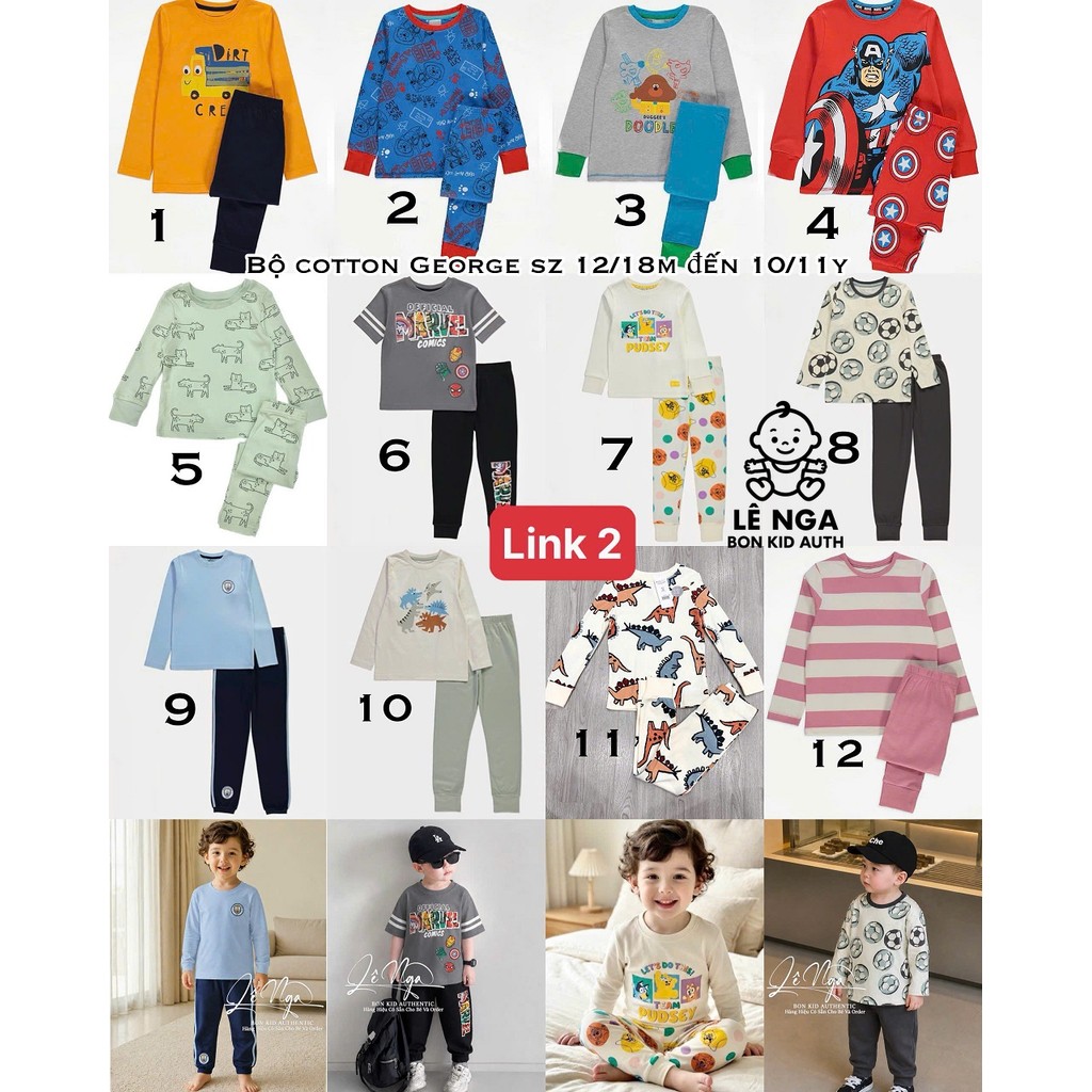 [BONKID] Bộ cotton George sz 4-5y đến 9-10y Link 2