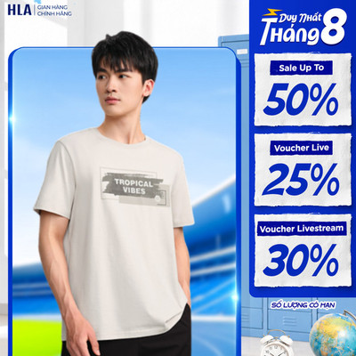 [GIẢM 50%] Áo thun nam HLA tay ngắn màu ghi - công nghệ cool feeling thoáng khí, mát lạnh