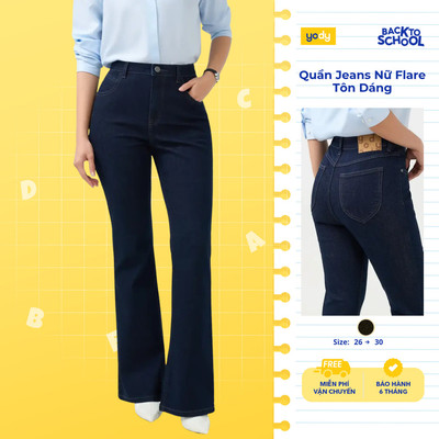[BST Comfort Me-We] Quần Jeans Nữ Yody Dáng ống Flare dài nữ tính, tôn dáng TRA WCJE26A008