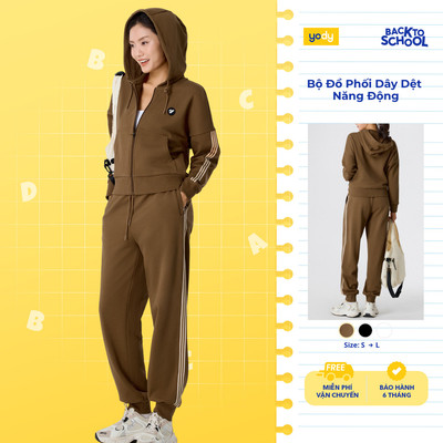 Bộ Đồ Phối Dây Dệt Năng Động Nữ YODY Set Thu Đông Năng Động, Trẻ Trung WCSL25F032
