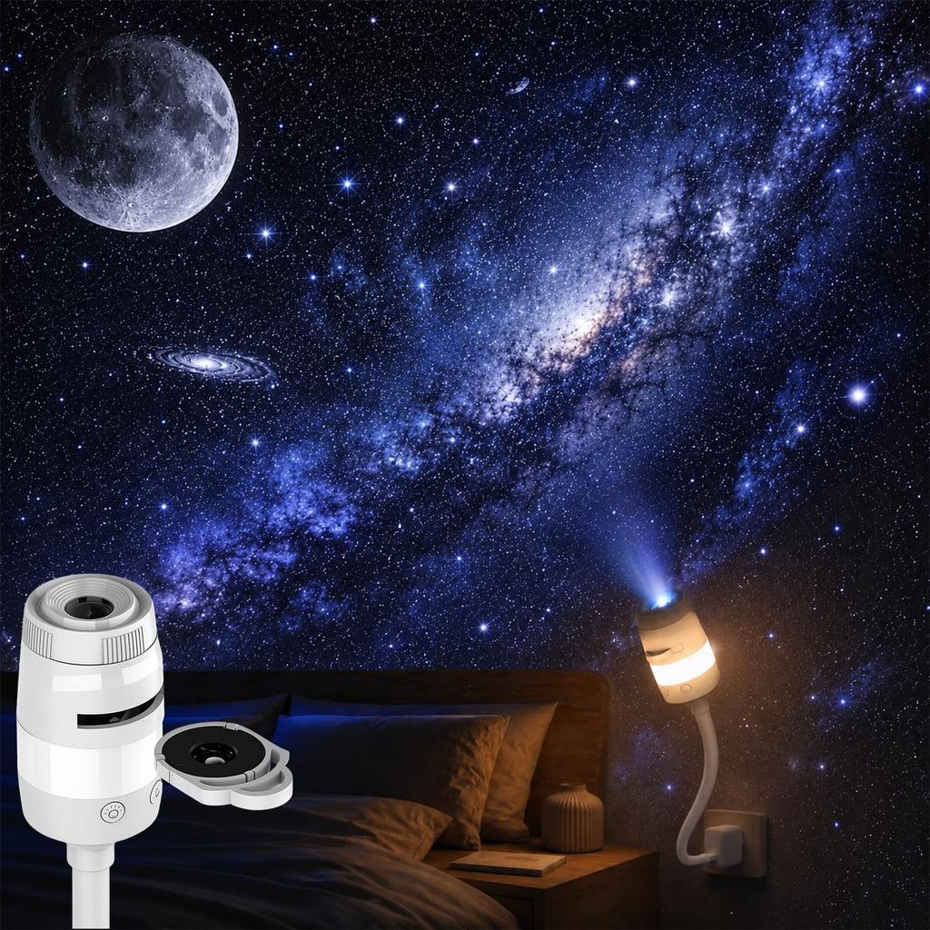 Galaxy Star Night Light Projector, 2-in-1 USB Multicolor LED Night Light, with 13 Projector Films, P