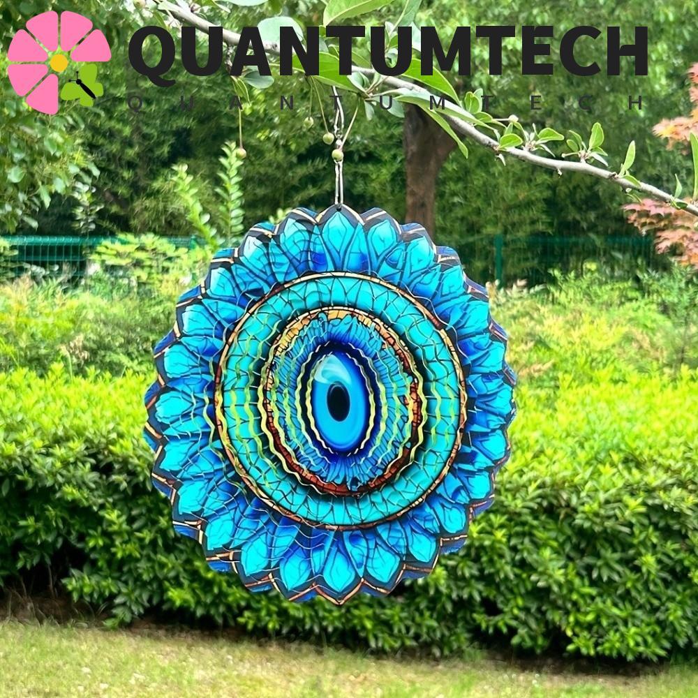 QUANTUMTECH Mandala Wind Spinner, Kim loại trang trí 3D Wind Spinner, Yard Art Blue Eye Treo Chuông 