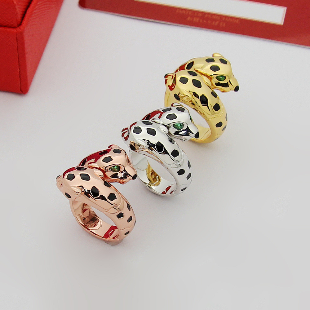 7GNR Couple's open leopard ring, stylish leopard ring, open floral leopard ring, pair