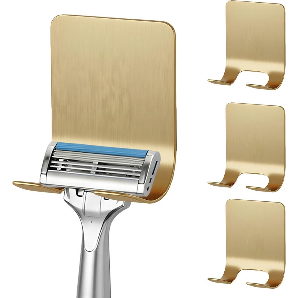Giá đỡ dao cạo râu Heran gắn tường phòng tắm, bộ 4 giá đỡ dao cạo râu tự dính, móc treo bằng thép kh