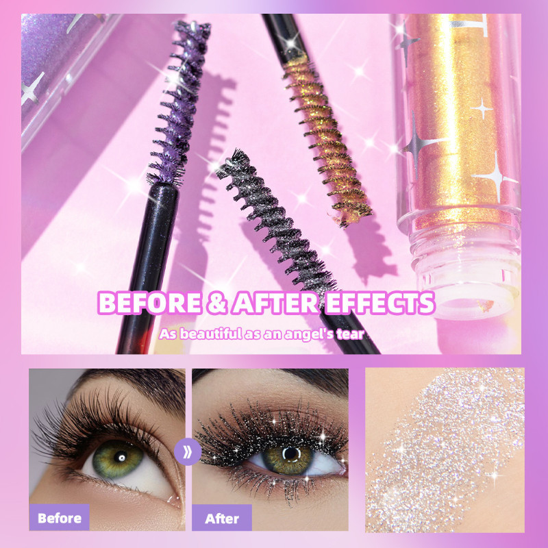 New Product#202New Year's New Shimmering Diamond Mascara with Glitter Sparkles, Snowflake Effect, Wa