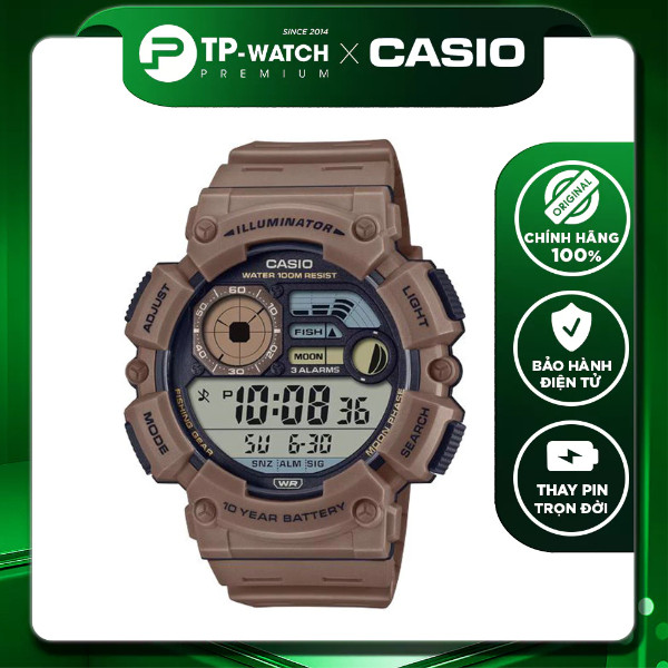 Đồng hồ nam dây nhựa Casio WS-1500H-5AVDF Chống nước 100m - Pin 10 năm | Casio nam WS-1500H-5A