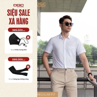Áo sơ mi ngắn tay DGC Dáng suông Regular, công sở chất vải mềm mại thoải mái - SASNBC20M