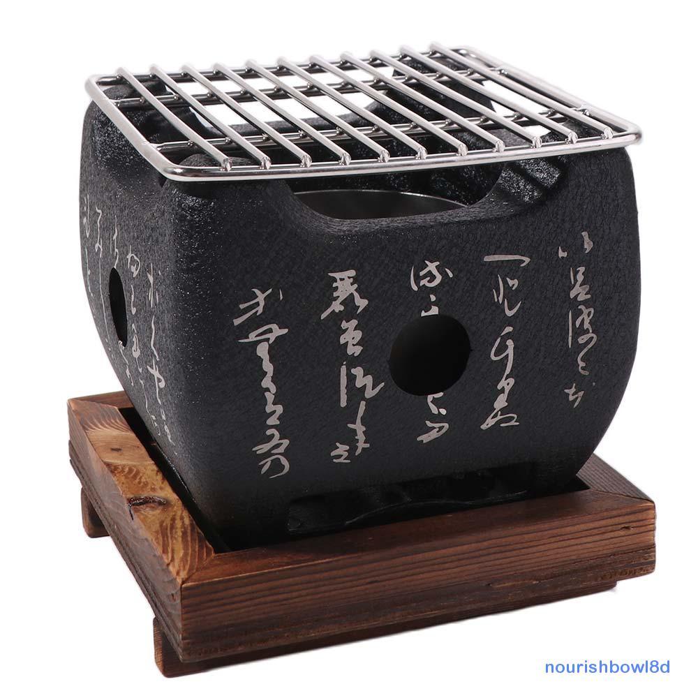 Bếp than nướng NOURISHBOW, bếp than vuông hợp kim nhôm phong cách Nhật Bản, bếp carbon mini có lưới 