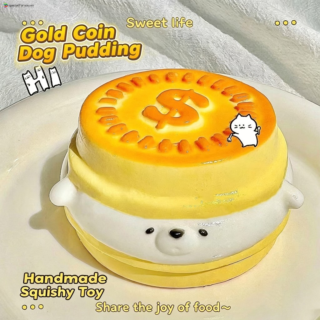Đồ chơi giải nén phục hồi chậm Gold Coin Dog Pinchle - Giảm căng thẳng siêu mềm cho thú cưng