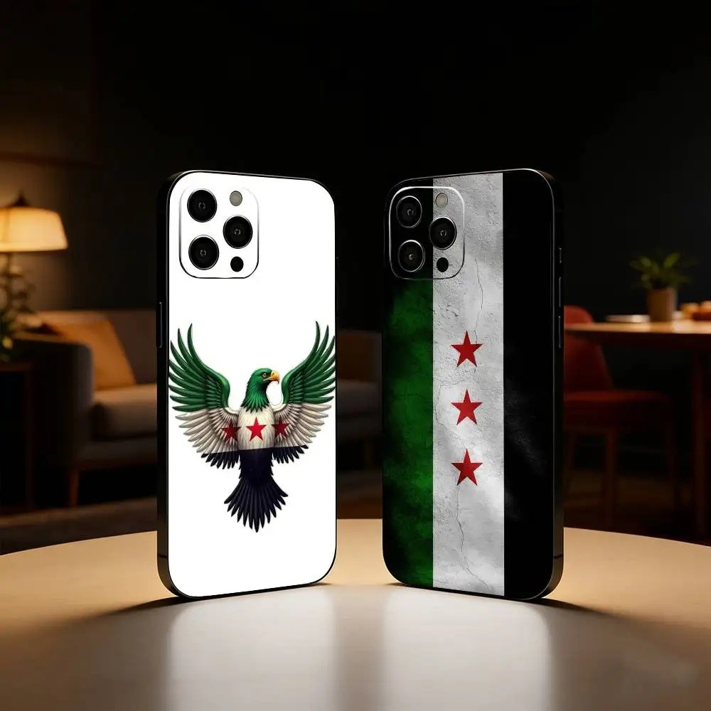 Ốp Điện Thoại Cờ Syria TP-1 Syria Cho iPhone17,16,15,14,13,12 Plus, Vỏ Đen Silicon Mềm Max