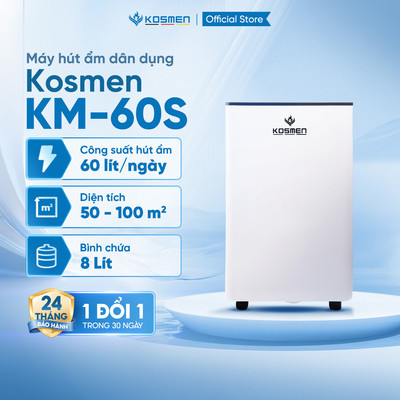 Máy Hút Ẩm Kosmen KM-60S Công Suất 60 lít/ngày, Công Nghệ Ion Âm - Hàng Chính Hãng