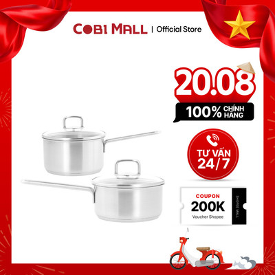Quánh Inox 304 Có Nắp Đáy Từ Cao Cấp 16cm/18cm Dùng Bếp Từ Nấu Sốt Hâm Sữa Nấu Cháo