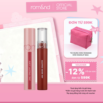 [Romand] Combo Son Tint bóng lì Hàn Quốc Romand Juicy Lasting Tint 5.5g + Son tint nước Romand Glasting Water Tint 4g